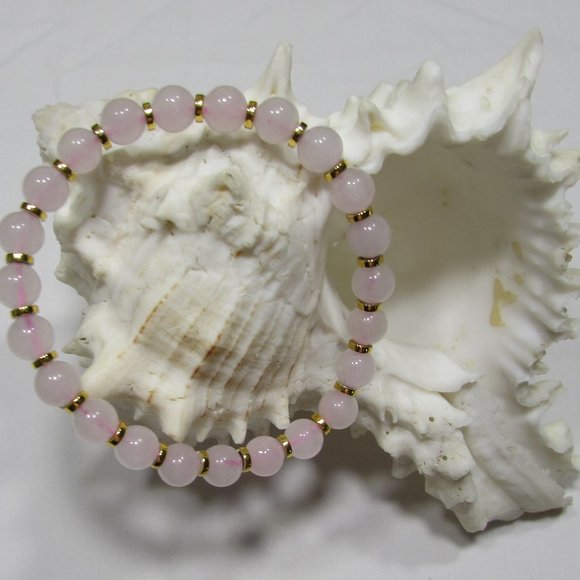 Natural Rose Quartz Gemstone Bracelet - Picture 1 of 4